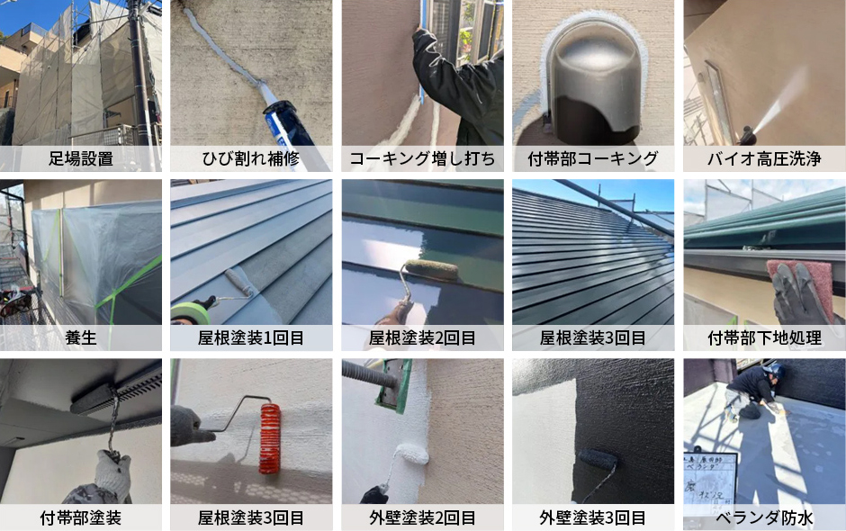 三島市沢地 外装工事 施工中の様子