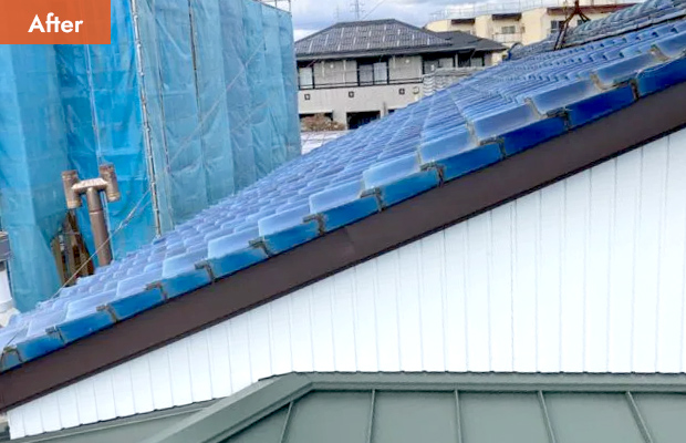 施工後：ガルバリウム鋼板屋根葺き替えが完了した沼津市のお宅