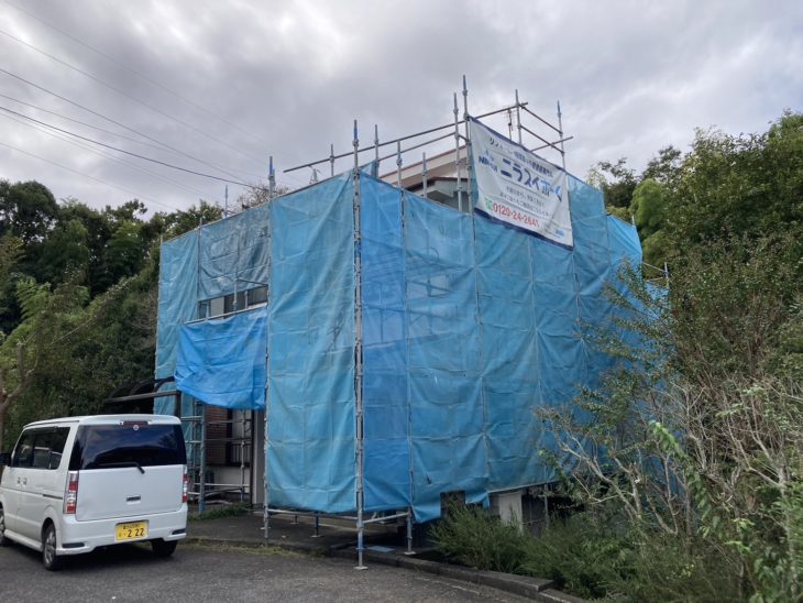 屋根外壁塗装とウッドデッキの改修工事|伊豆の国市